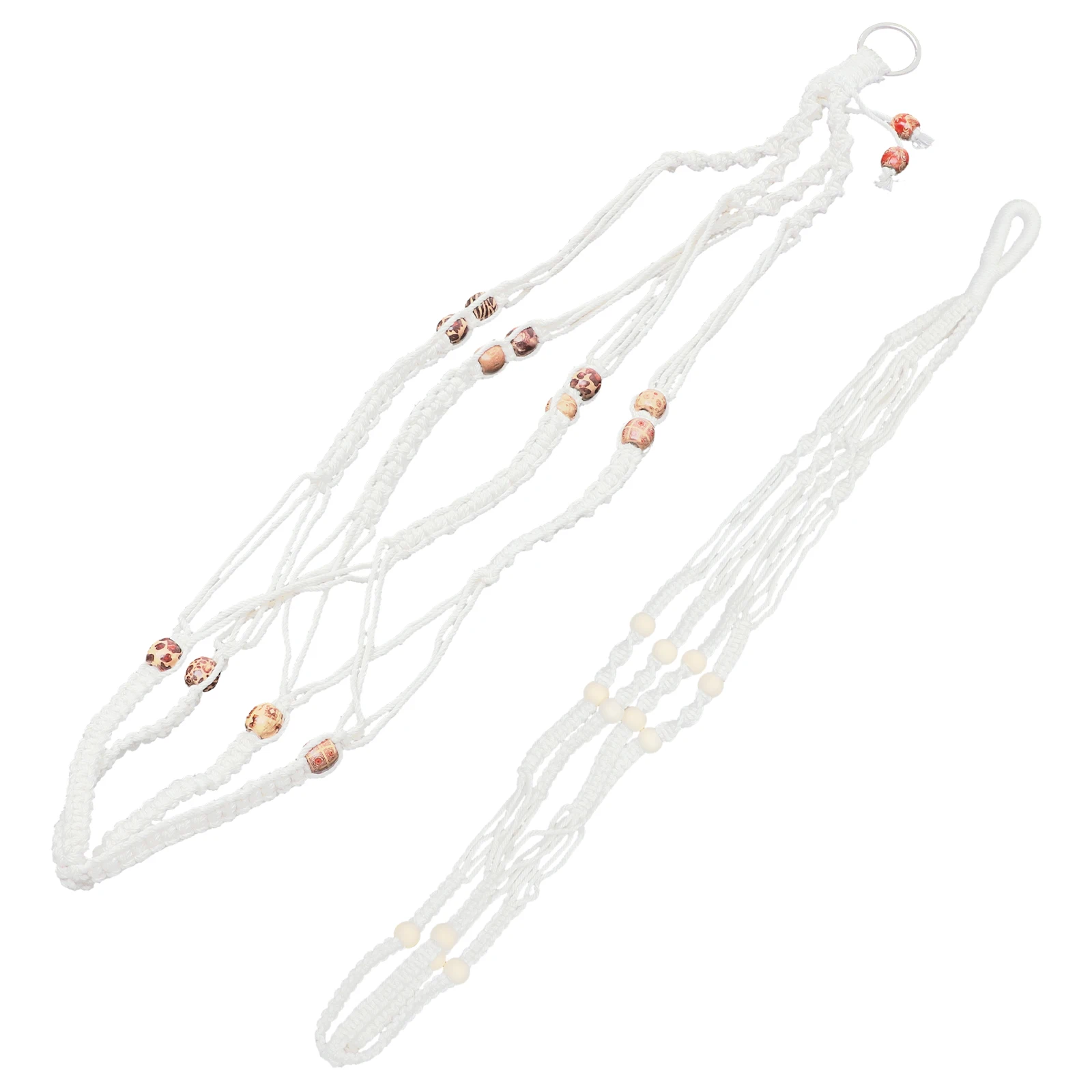 

2pcs Bohemian Hanging Baskets for Flower Pots Hand-Woven Cotton Rope Plant Hangers Macrame Holder Indoor Outdoor Woven