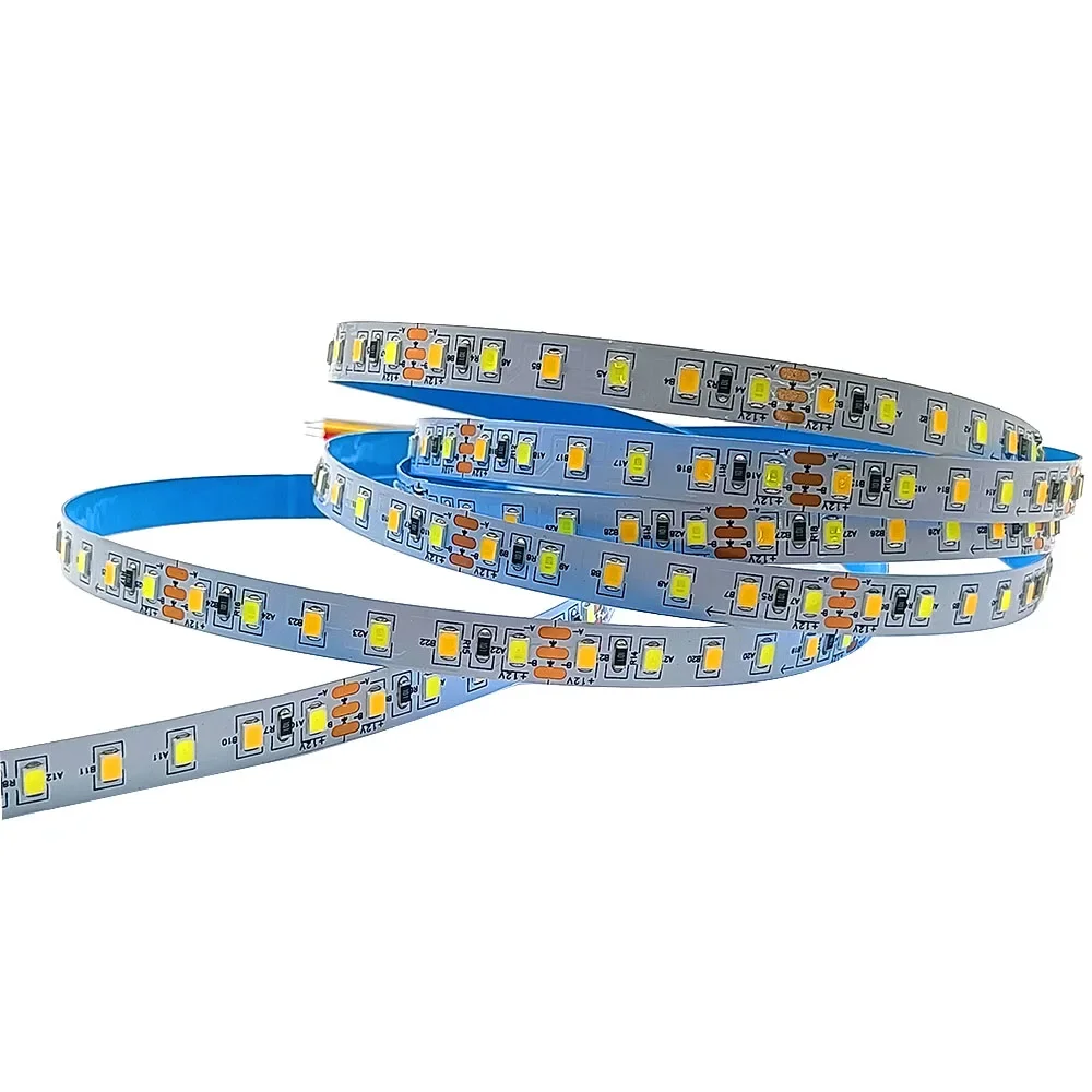 

2835 SMD CCT WW+CW LED Strip 120leds/m Color Temperature Adjustable Flexible LED Tape Ribbon DC12V