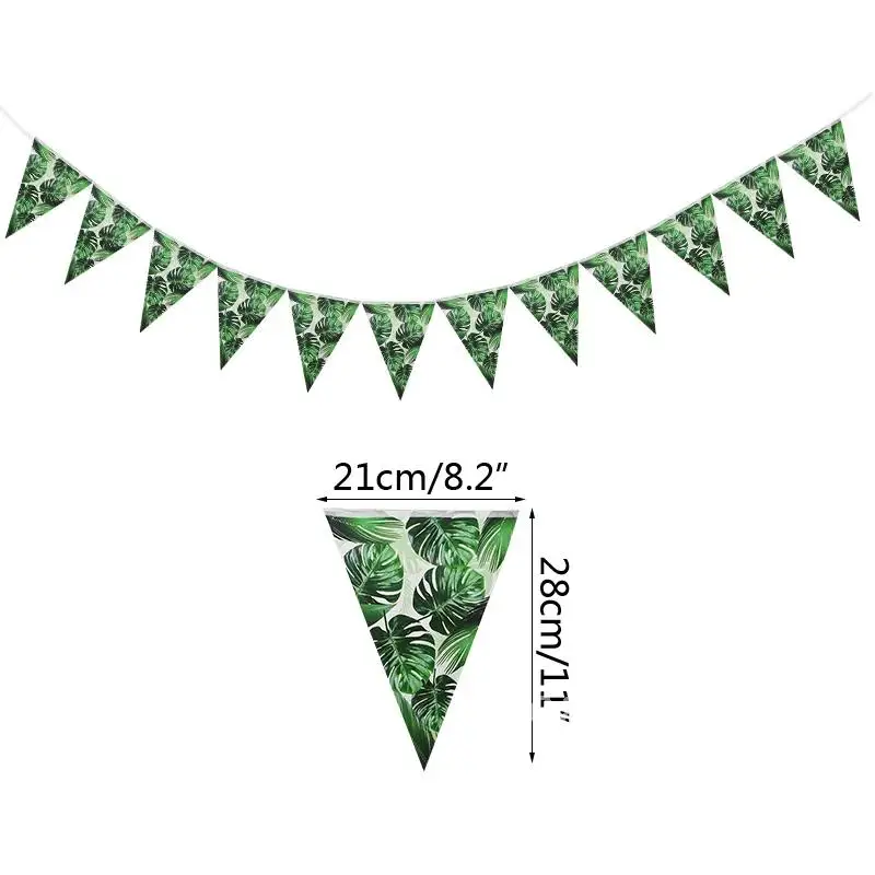 

61pcs Summer Disposable Tableware Sets Green Monstera Paper Plates Cups Napkins Tropical Hawaii Wedding Party Decoration Supplie