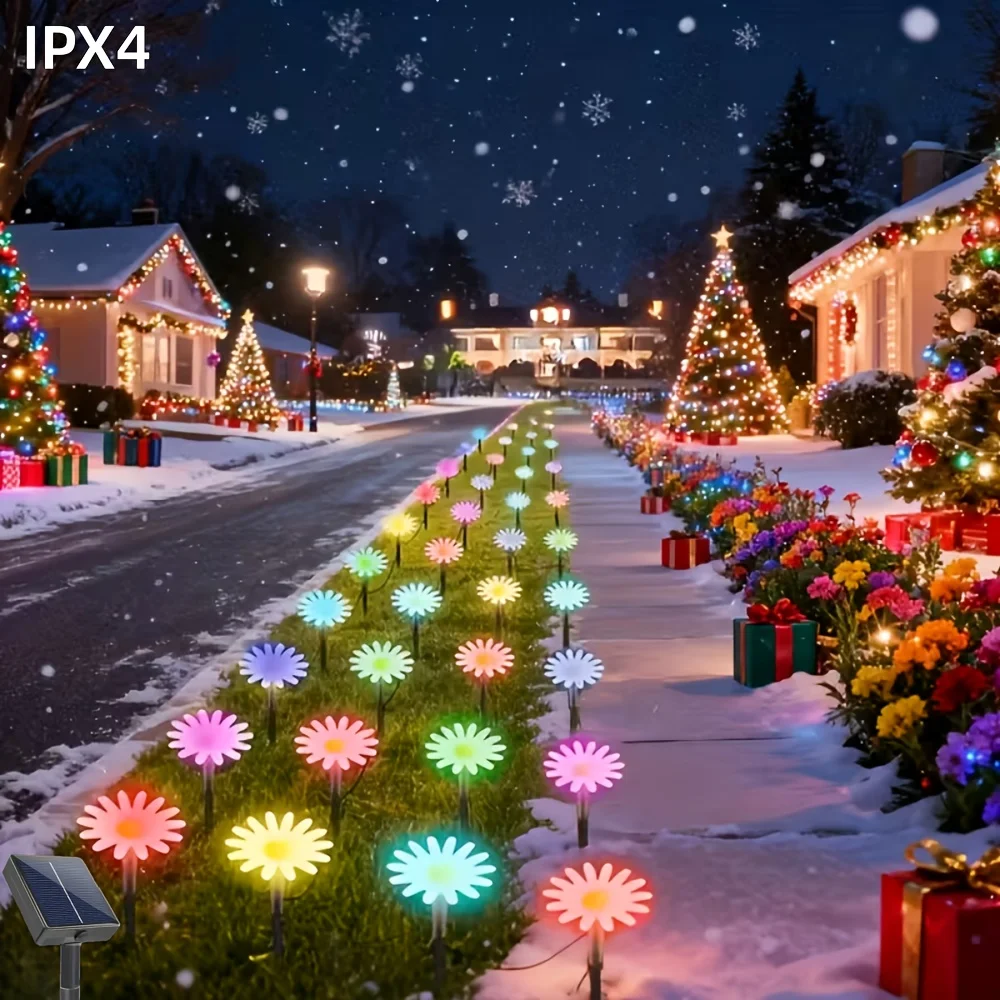 Fresh Natural Daisy Solar LED Garden Stake Lights, Warm Glow Flower Decor Lights for Yard Pathway Spring Summer Decoration