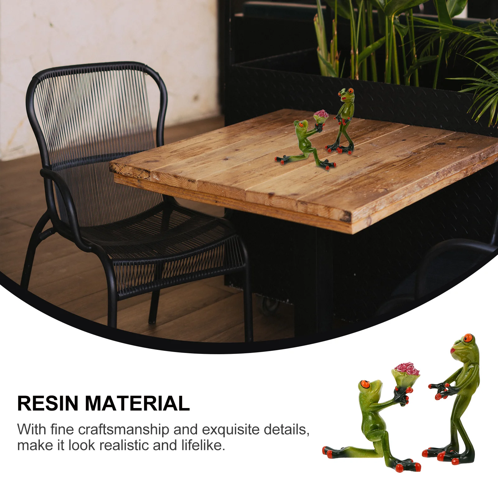 

1Pair Frog Ornament Realistic Resin Artware Creative Proposal Decoration Home Office Desktop Adornment Unique Couple Sculpture