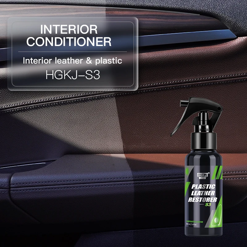 HGKJ Interior Cleaner and Plastic Restorer Leather Conditioner Kit Protectant Safe Liquid Wax Water-free Foam Spray S3&S21