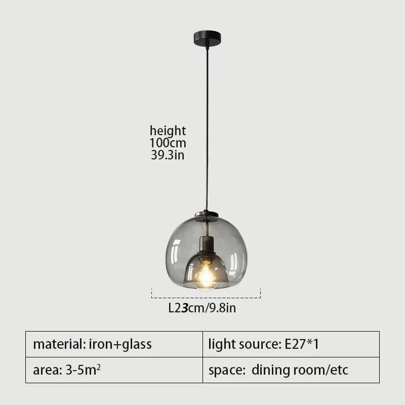 Imagem -05 - Lustre de Teto Led de Vidro Pingente Preto para Sala de Estar Mesa de Jantar Cozinha Quarto Arte Cinza Moderna Luz Suspensa E27