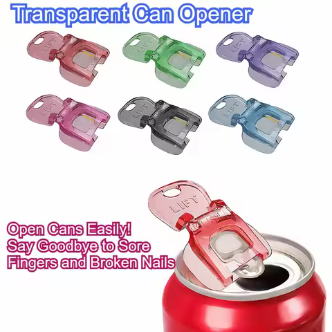 Plastic Easy Can Opener, Transparent or Solid Color Soda Beer Lid Gripper, Kitchen Tool for Beverage Cans, Protects Your Nails
