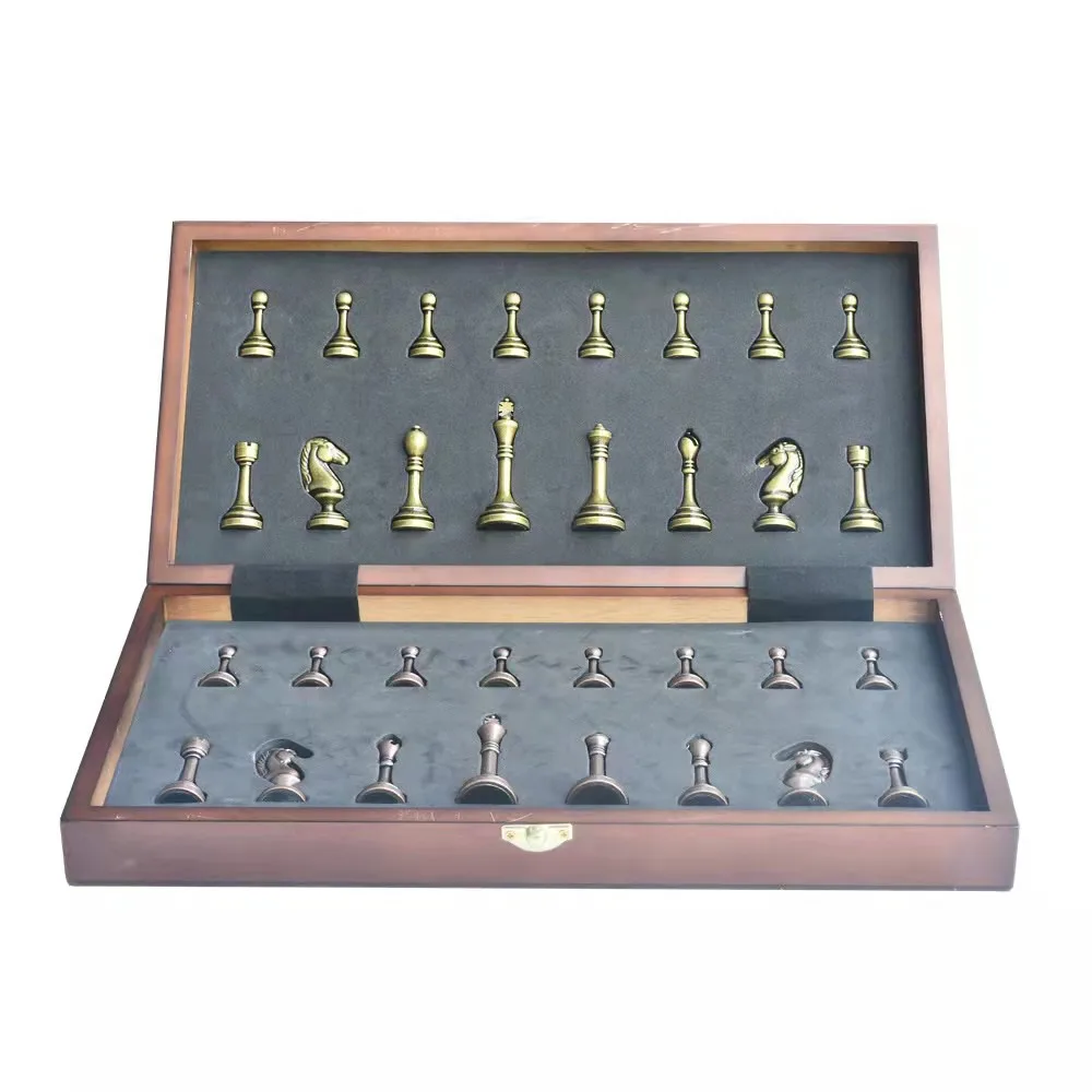 Chess Premium Gift Box Zinc Alloy Bronze Children's Folding Board Chess Set Chess Games