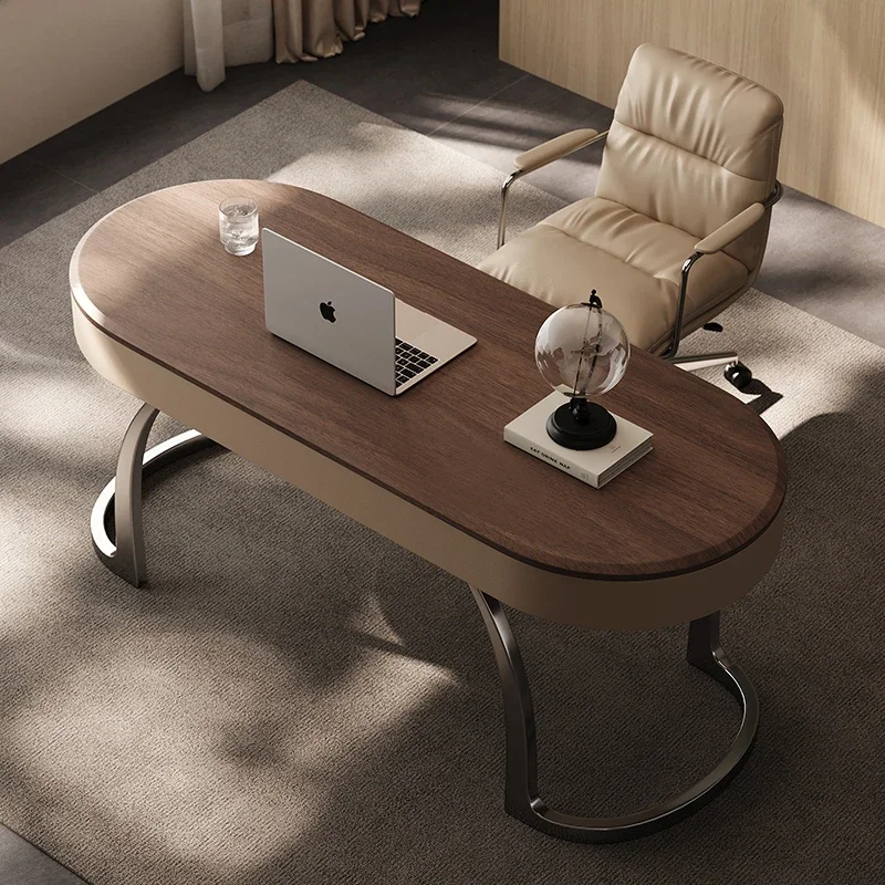 High-end desk 2025 new designer minimalist high-end walnut color bedroom study computer desk