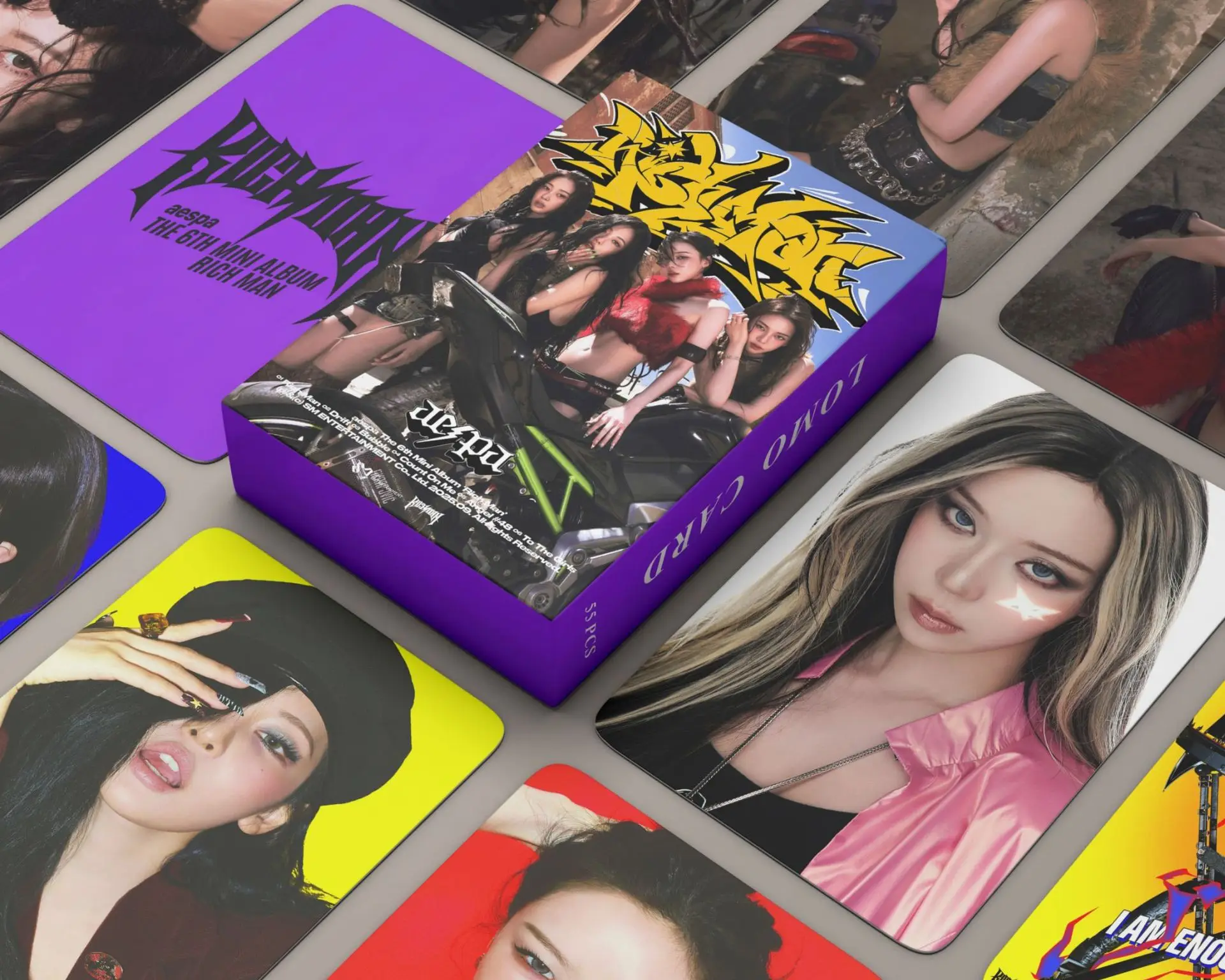 

55Pcs aespa Lomo Cards New Album Rich Man HD Printd Photocards KARINA WINTER NINGNING GISELLE Fans Gift