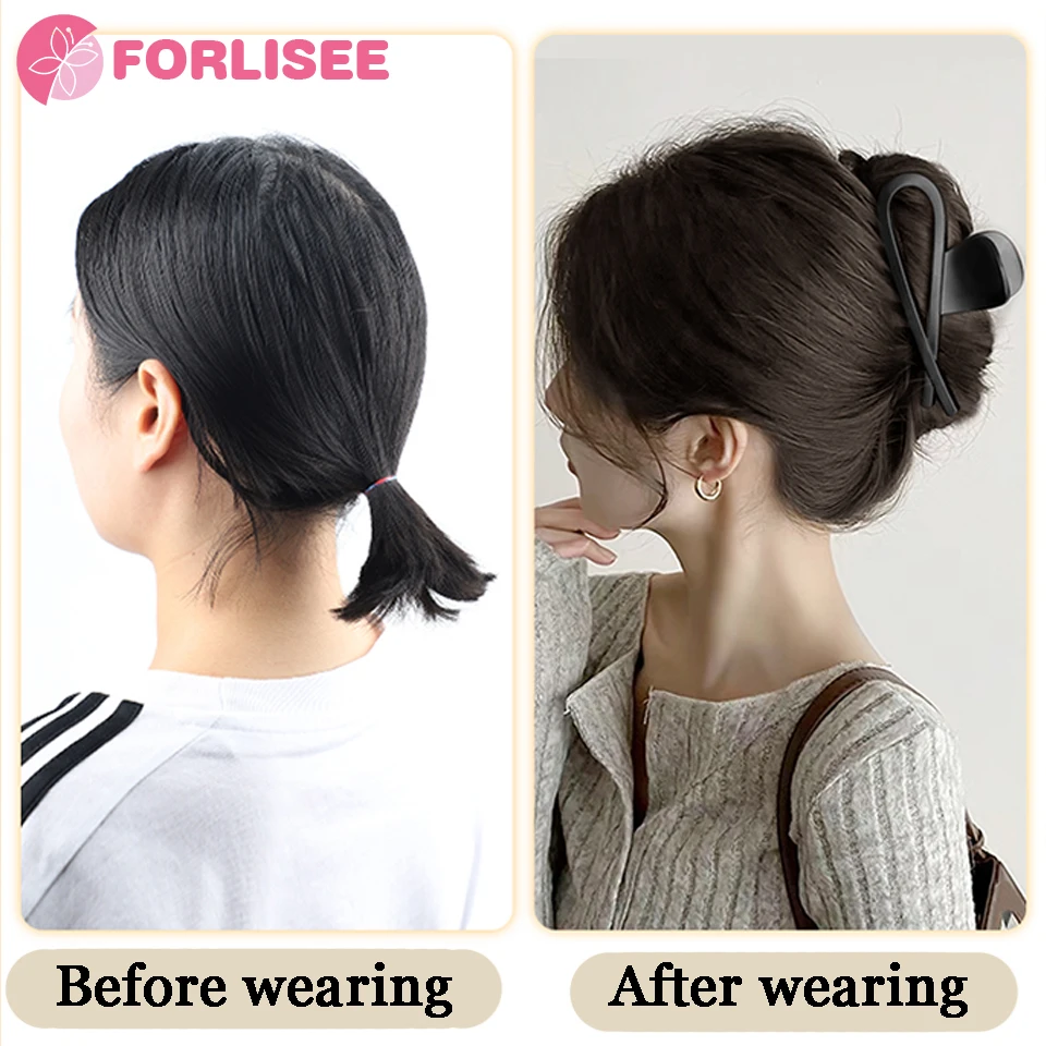 FORLISEE Synthetic Ball Head Wig Female Claw Clip Shuttlecock Head Lazy Style Natural Korean Style Fluffy Clip Ball Hair Bun