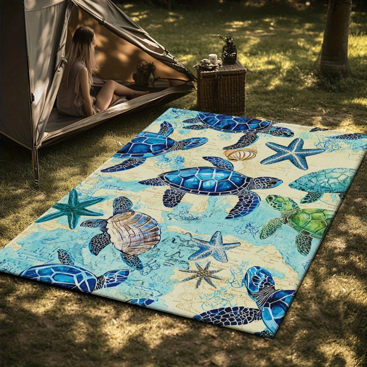 Outdoor Camping Venues - Turtle ocean scene patterns, suitable for