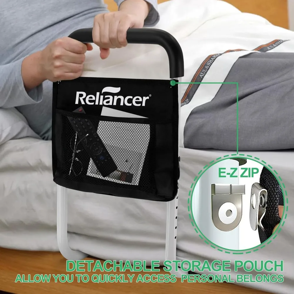 Rail de sécurité de lit réglable pour personnes âgées et adultes, poignée de prévention des chutes avec poche de rangement, Installation sans outil