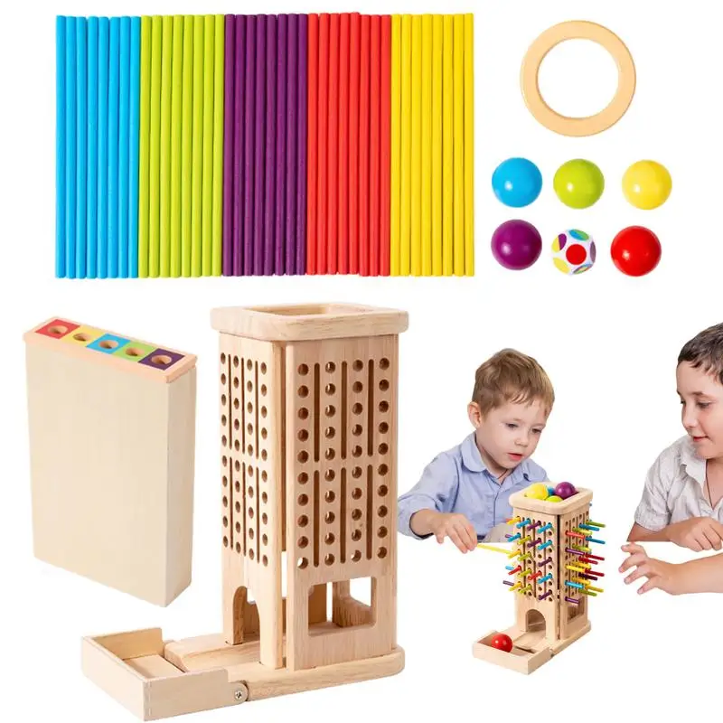 Sticks Stacking Game Wooden Sticks Classic Tower Games Wooden Early Development Fine Motor Skills Educational Board Activity For