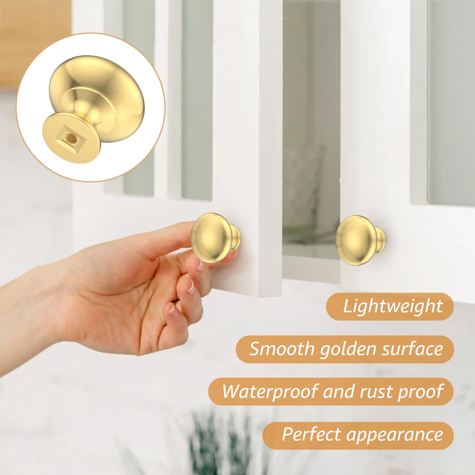 16Pcs Round Cabinet Door Knobs for Wardrobe Dresser Single Hole Aluminium Alloy Closet Knobs Polished Surface Electroplating