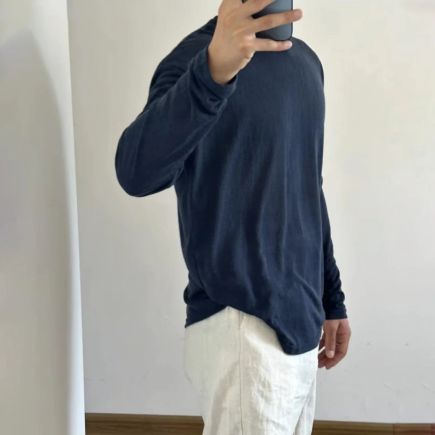 Merino Wool Lyocell Long Sleeve T-Shirt Thin Breathable Sun Protection Loose round Neck Casual Style Men's Summer Top