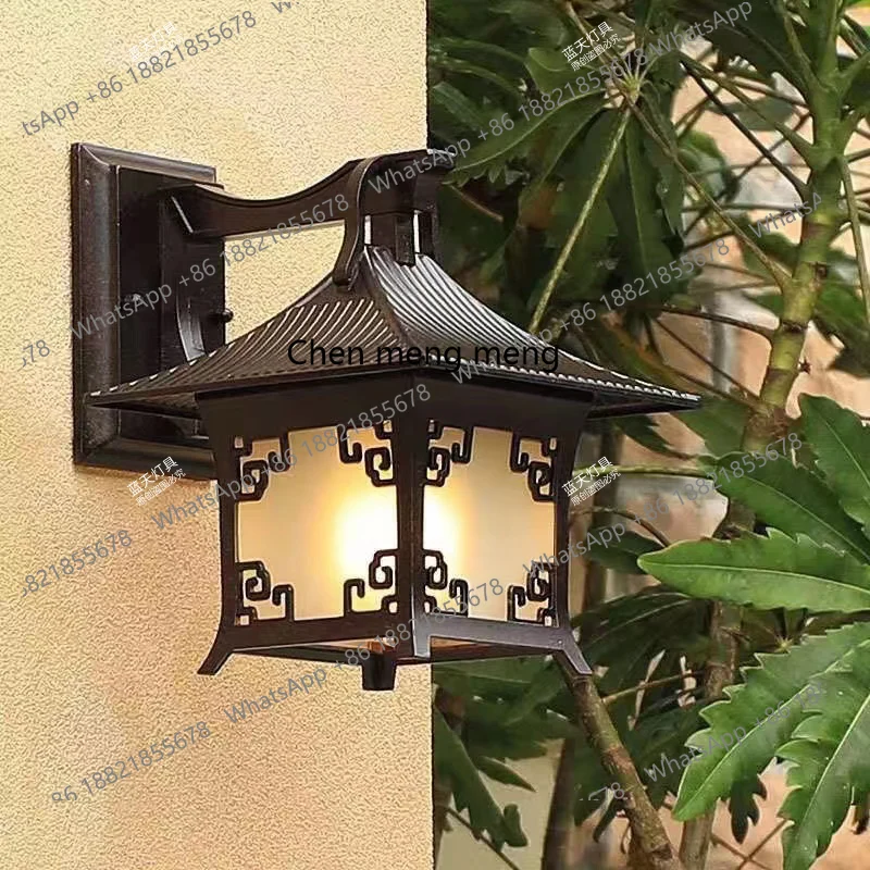 New Chinese outdoor waterproof wall lamp solar retro balcony villa garden terrace lamp outdoor courtyard exterior wall lamp