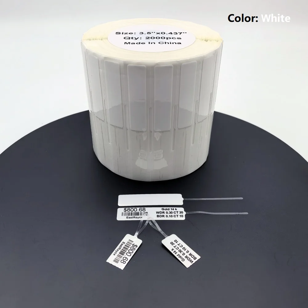 High Quality Rattail Jewelry Tag 3.5'x 0.437' Printed by Zebra ZD421T Thermal Transfer Printer