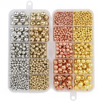 500pcs 3-10mm CCB Gold Silver Color Spacer Beads Set Box Round Loose Beads Charms Kit For Jewelry Making DIY Bracelet Necklace