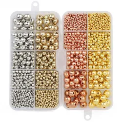 500pcs 3-10mm CCB Gold Silver Color Spacer Beads Set Box Round Loose Beads Charms Kit For Jewelry Making DIY Bracelet Necklace
