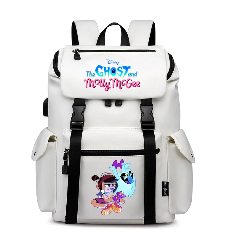 Disney The Ghost And Molly Backpack Women Men Laptop Travel Bag Large Waterproof Multifunction USB Charging Knapsack Mochila