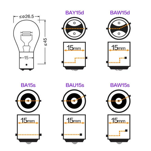 Imagen 2 del producto Lámparas de automóvil Luz de freno Bombillas halógenas amarillas de respaldo Rojo OSRAM PY21W 7507 12088 7506Y PR21/5W 12495 PY21/5W 7528Y BAW15s BAW15d BAU15s BA15s BAY15d