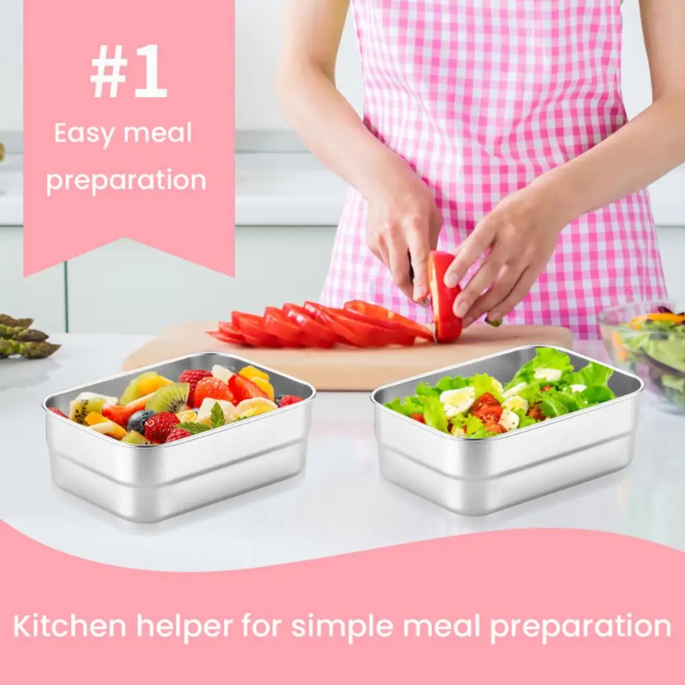 Stackable Meal Prep Containers Stainless Steel Food Storage Containers with Leak-proof Lids for Kitchen for Microwave/dishwasher
