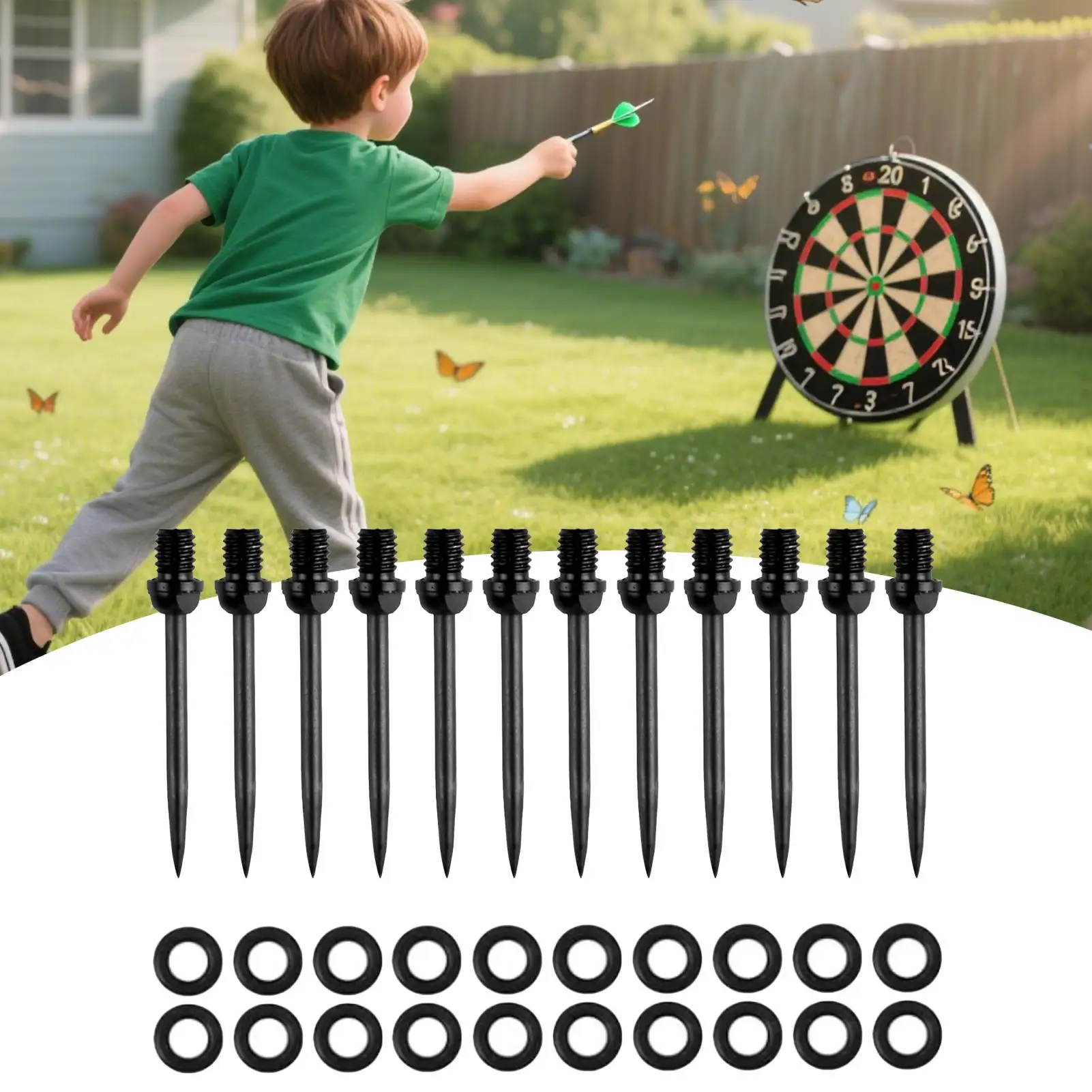 

12-Piece Steel Tip Dart Set, 2BA Threaded Metal Darts with 20 O-Rings, Replacement Tips for Dartboard Home Gym Carnival Use