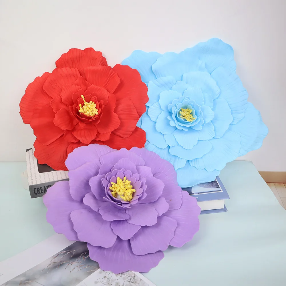 Artificial PE Foam, Flat Bottom, Giant Peony Flowers Wall, Wedding Background, DIY Party Faux Flower, Home Decor