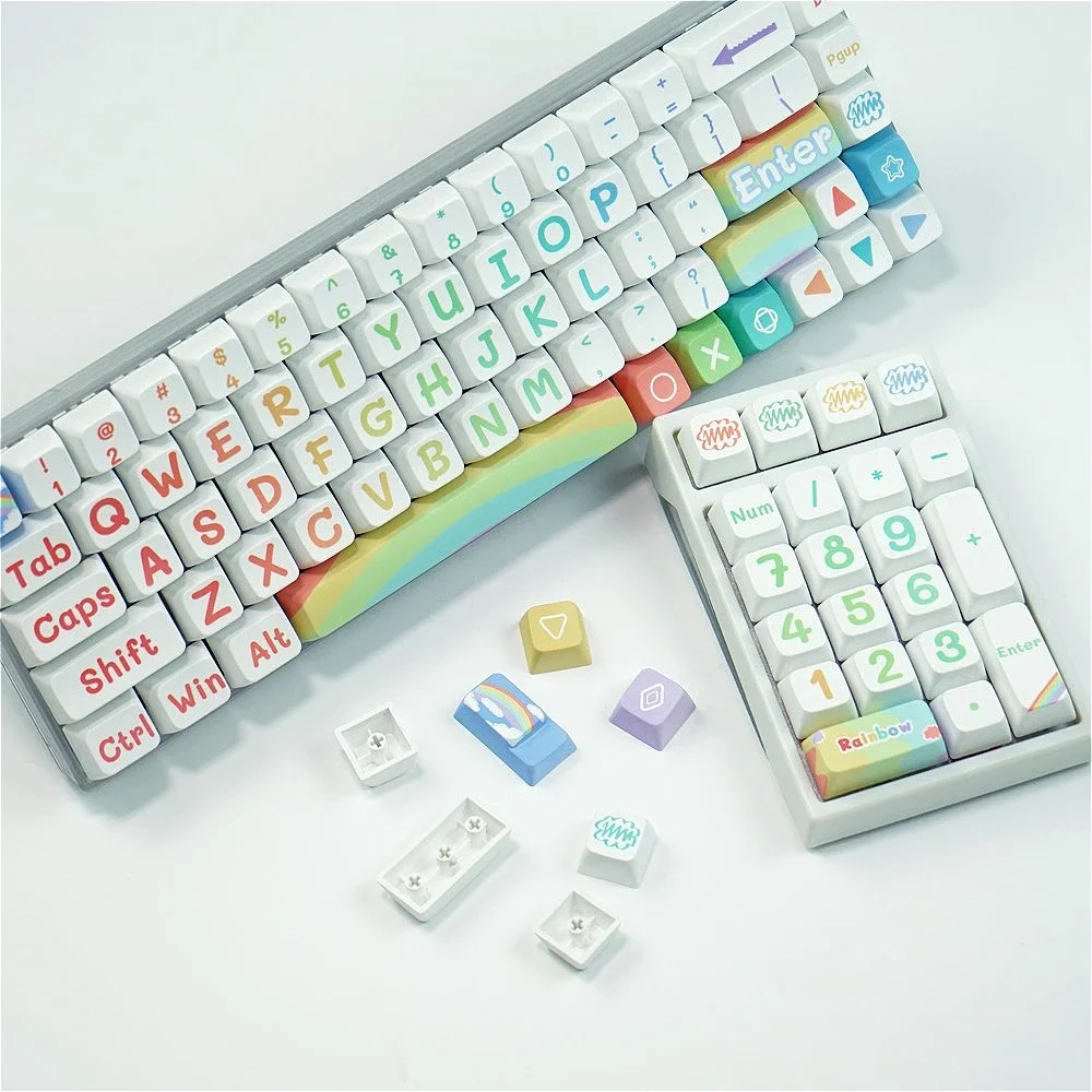 

Rainbow, keycap 125 key MDA height PBT material, customized, suitable for mechanical gaming keyboard cap