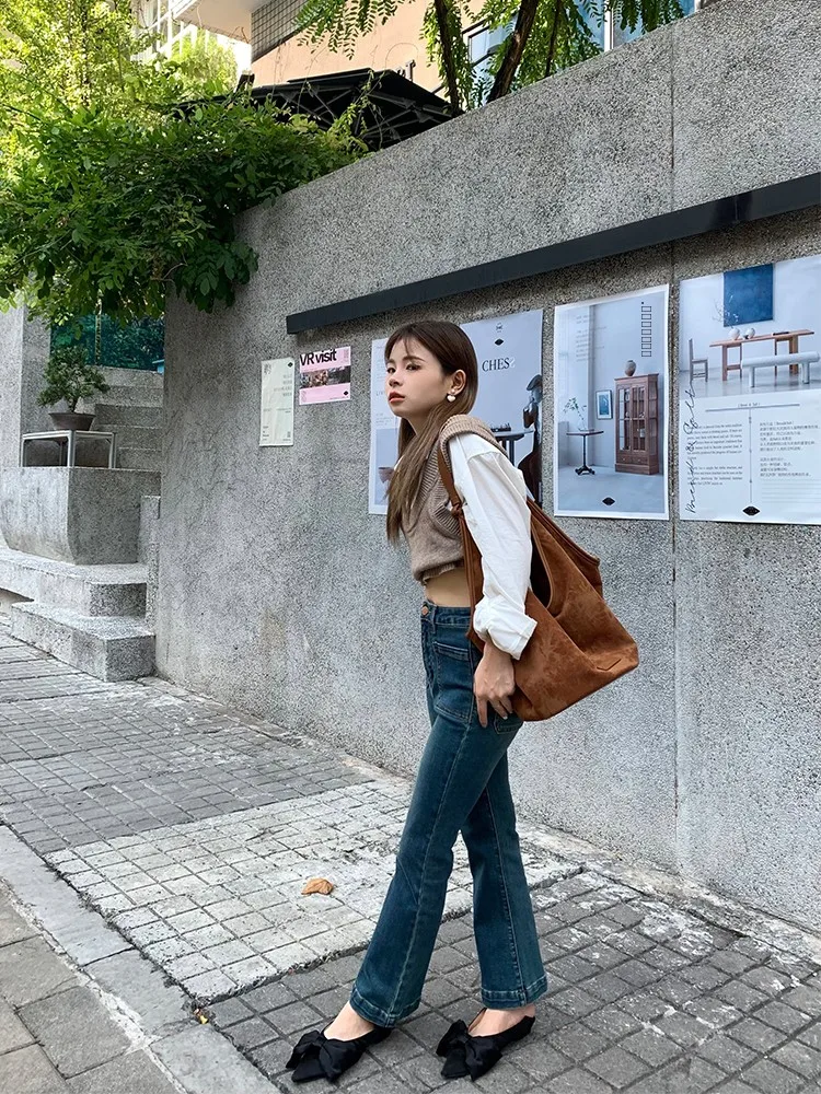 

Джинсы женские с высокой талией, облегающие, из микроэластичного денима, темно-синие, длинные, размер 50, маленький размер, осенние, хлопковые...