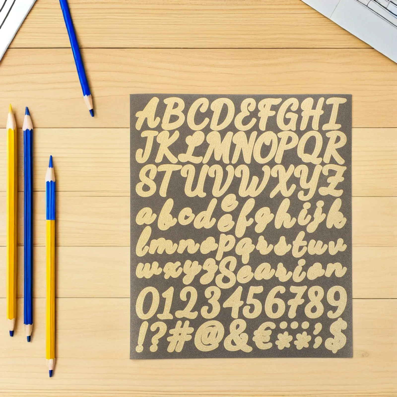 

10 Sheets Small Self Adhesive Alphabet Stickers Golden Number Labels for Arts Crafts Scrapbooking Journals Invitations Office