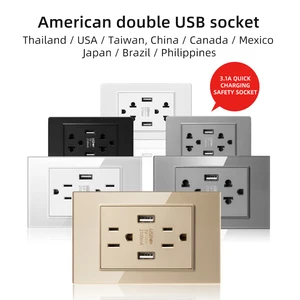 Herepow-Tomada Double Standard American Standard Wall, 118 Series, Intelligent Appliance, Type C 3.1a, fast loading, Thailand 6 Main Sales T Plug - №6