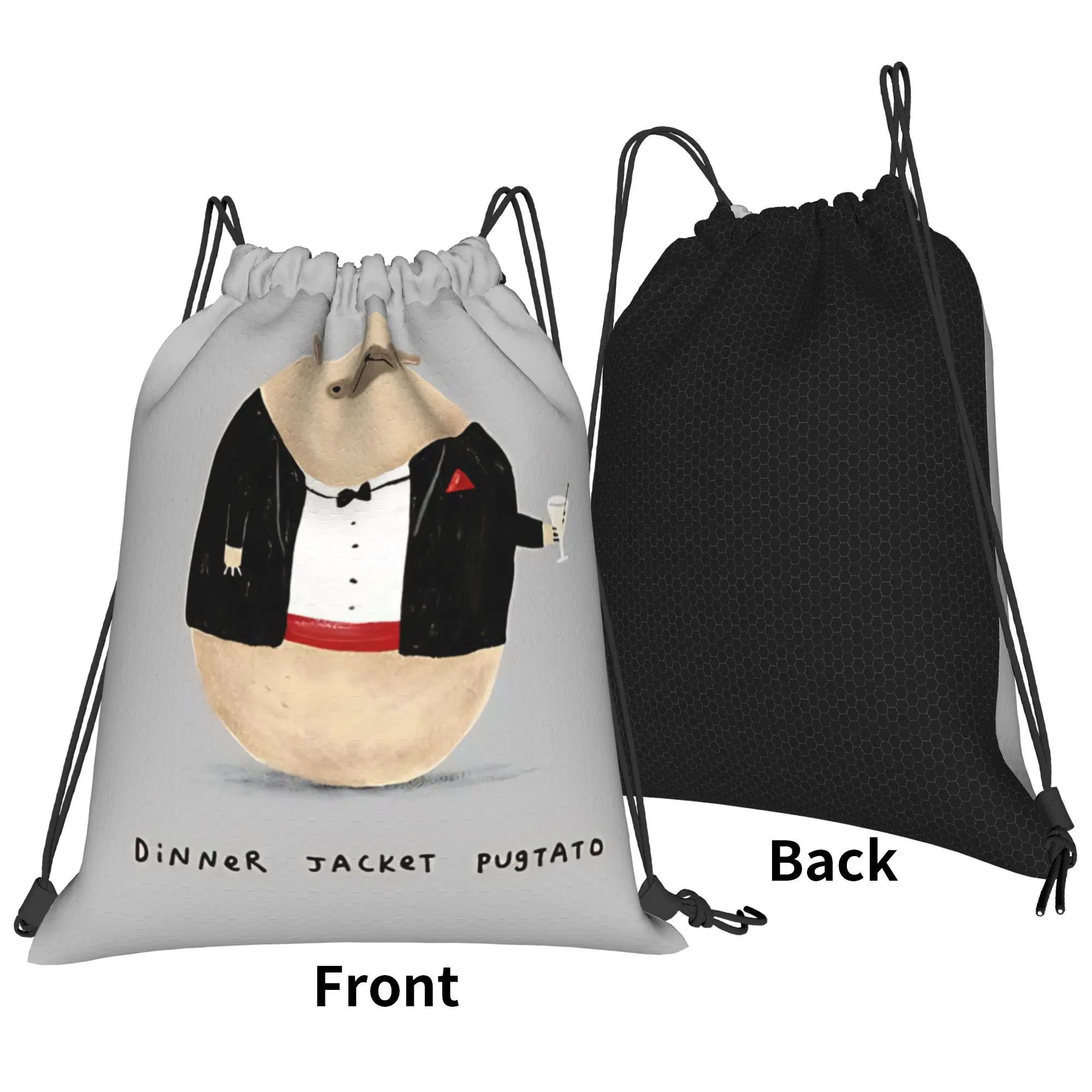 Pugtato Dinner Jacket Pugtato Portable Hiking Riding Gym Drawstring Storage Sporty Backpacks