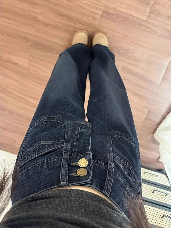 

Женские джинсы больших размеров на осень-зиму, утепленные, с высокой талией, повседневные, универсальные, широкие, длинные брюки