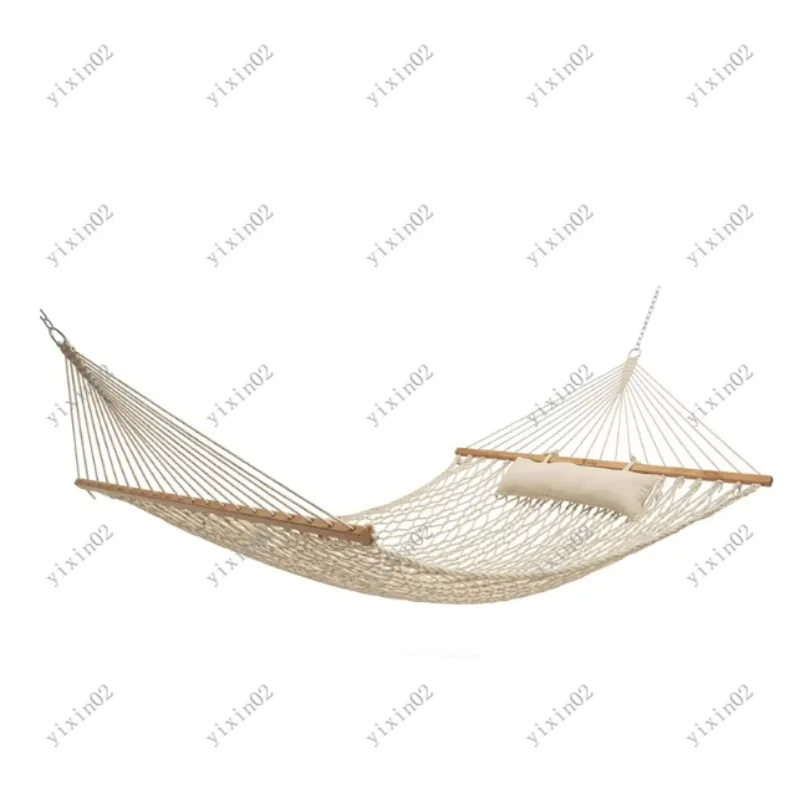 

Outdoor Mesh Hammock with Wooden Stick Anti-Rollover Single Double Swing Net Bed