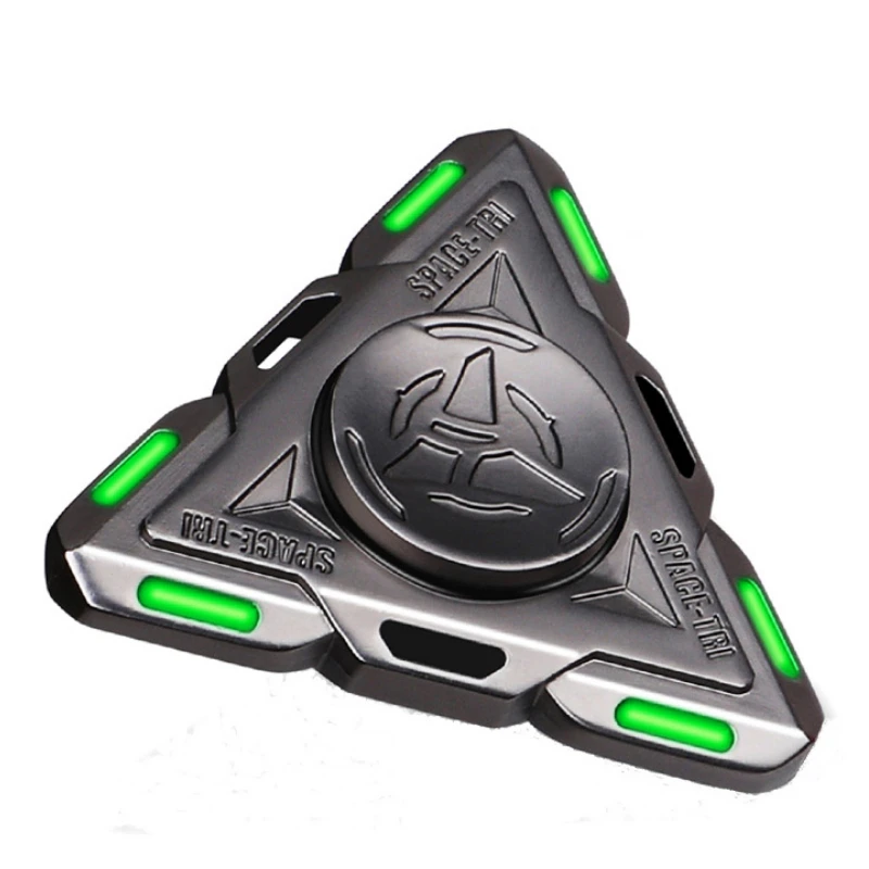 Night Glow Fidget Spinner Metal Fingertip Gyroscope Adult Stress Reliever Men Boy Toy Limited Edition Black Tech SPACE-TRI