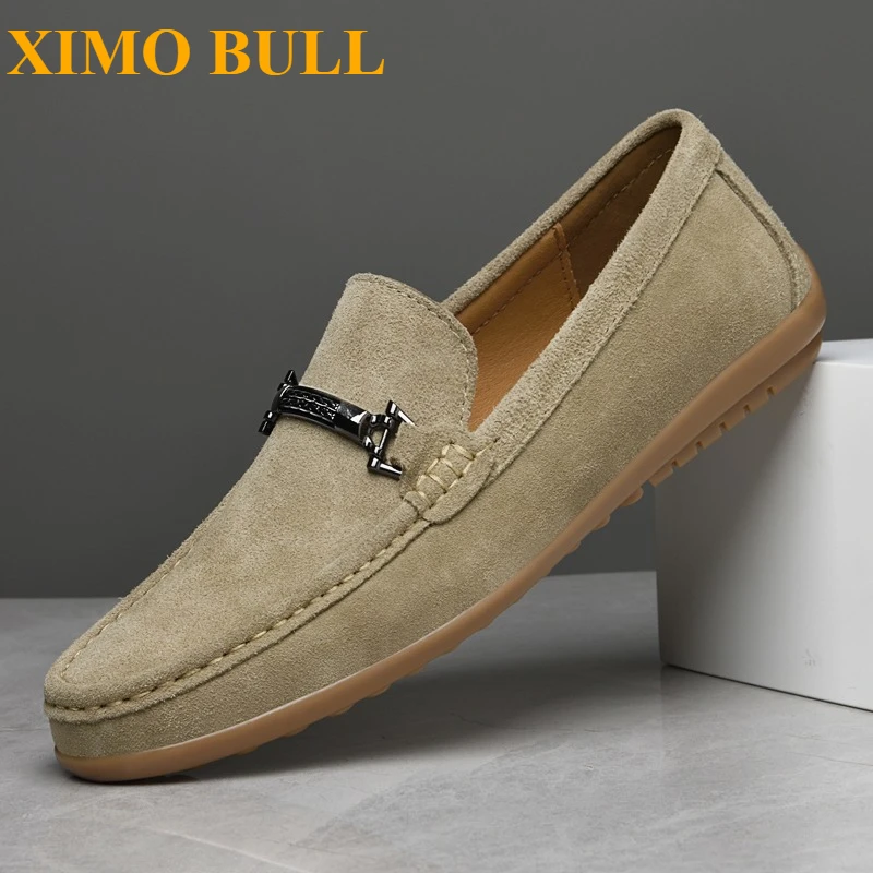 

XIMO BULL2025 Новая модная мужская весенняя повседневная кожаная обувь и уличная мужская удобная нескользящая обувь для вождения на мягкой подошве