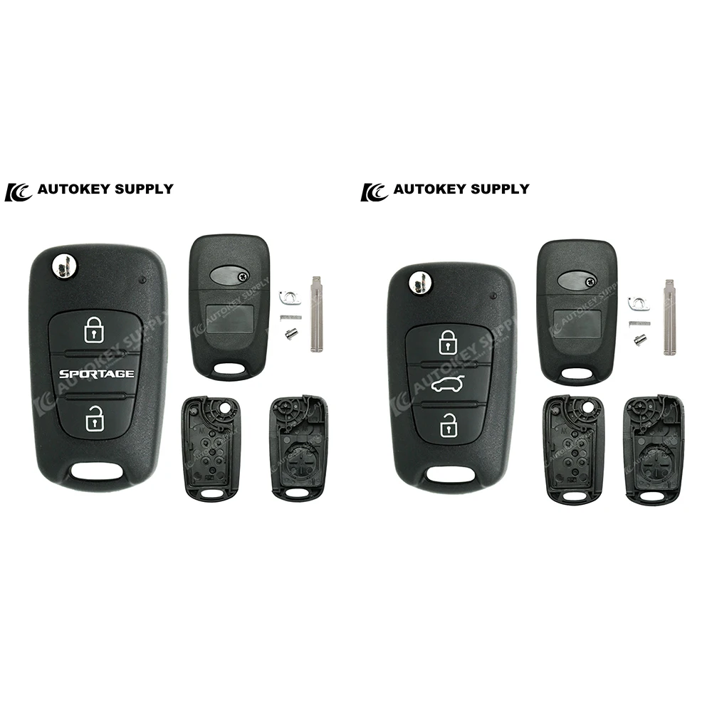 AutokeySupply For Sportage Gl Flip Remote Key Shell 3 Button