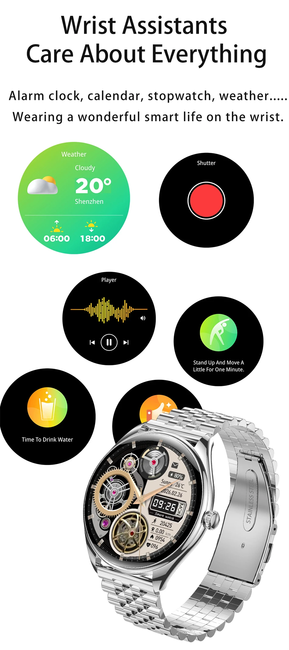 Neue ultradünne Smartwatch für Herren, AMOLED 3D-Bildschirm, immer aktuelles Zifferblatt, Sport, Fitness, wasserdicht, Herzfrequenz, Bluetooth-Anruf, Smartwatches – Detail 24