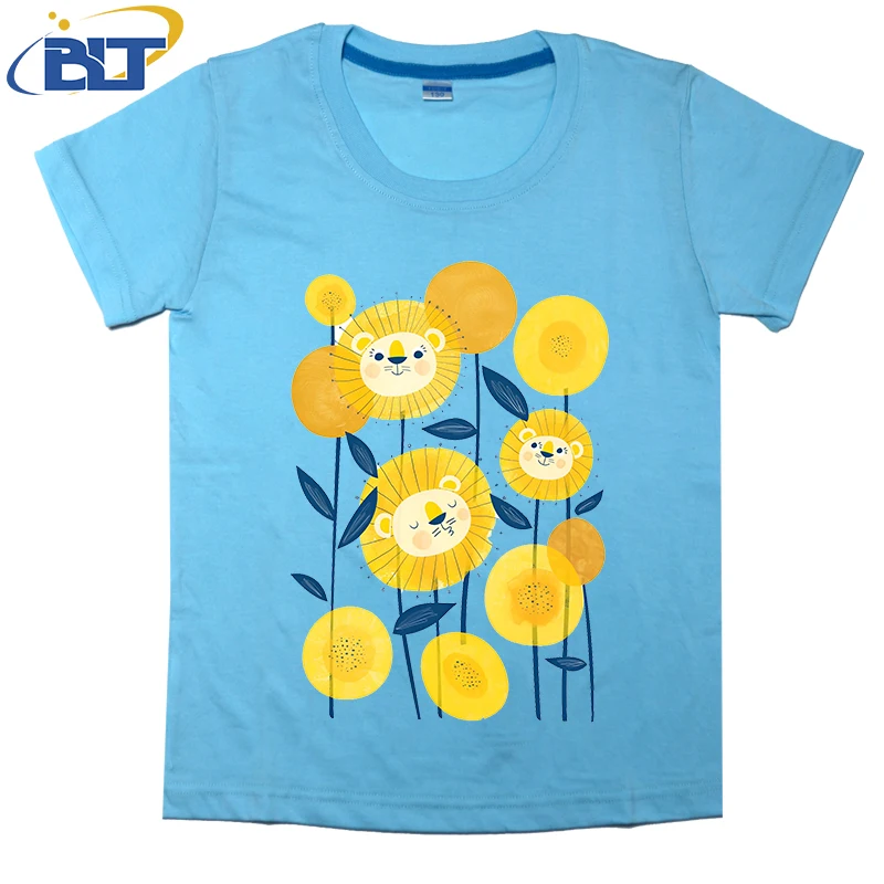 

Dandelion printed kids T-shirt, summer cotton short-sleeved casual top, suitable for both boys and girls