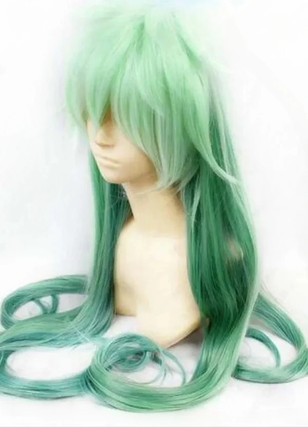 Longa reta e trançada Cosplay Costume Wig, New Mix Verde, 100 centímetros, 40"