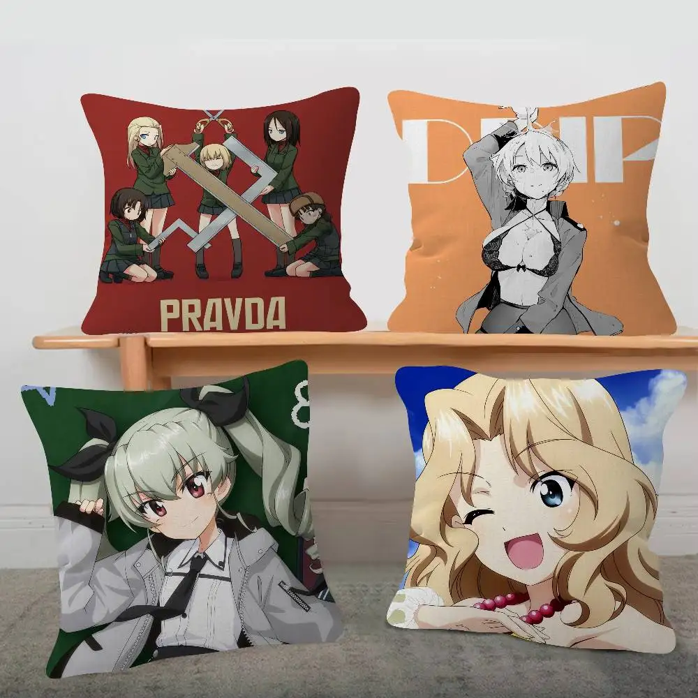 Anime GIRLS Und PANZER Cute Cartoon Two-dimensional Pillowcase Bedroom Sofa Cushion Cover Nap Pillow Cover