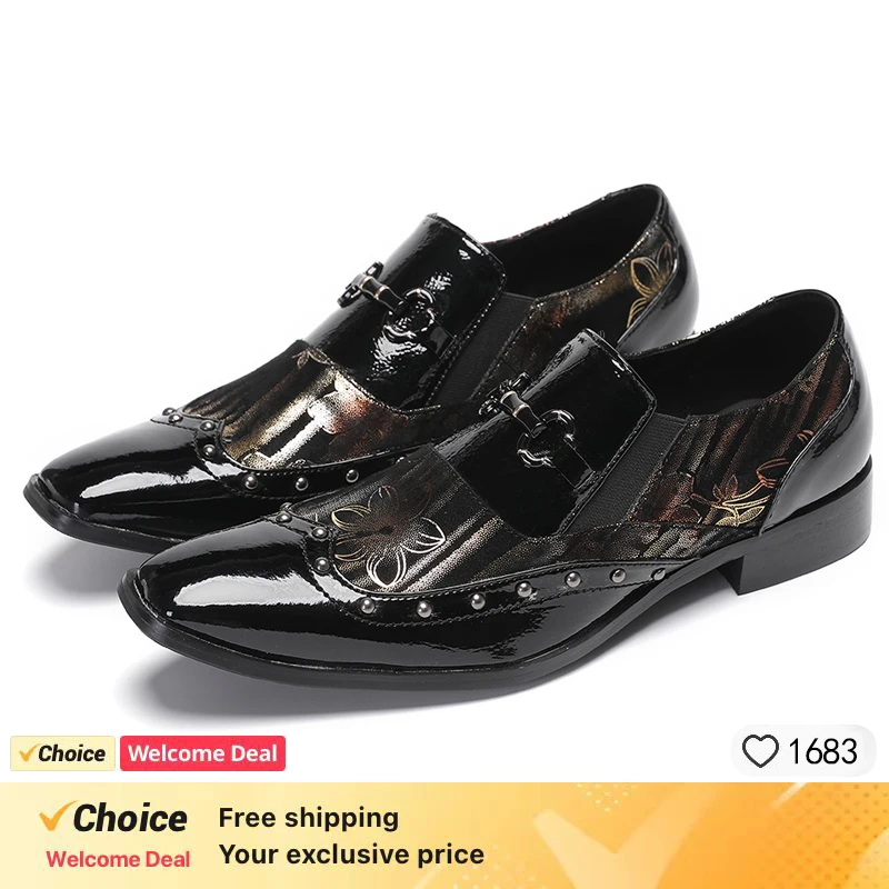 

luxury man Evening dress shoes Men's Wedding Shoes Men's Loafers Paint Belt Buckle Dinner Shoes Brand Casual Shoes Color pattern