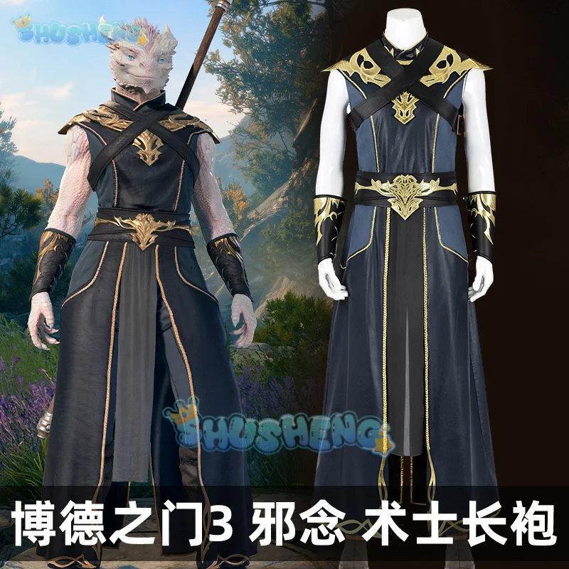 The Dark Urge Cosplay Costume Balder Gate 3 Male Men Fantasy Belt Robe Pants Outfits Halloween Roleplay Carnival Party Suit