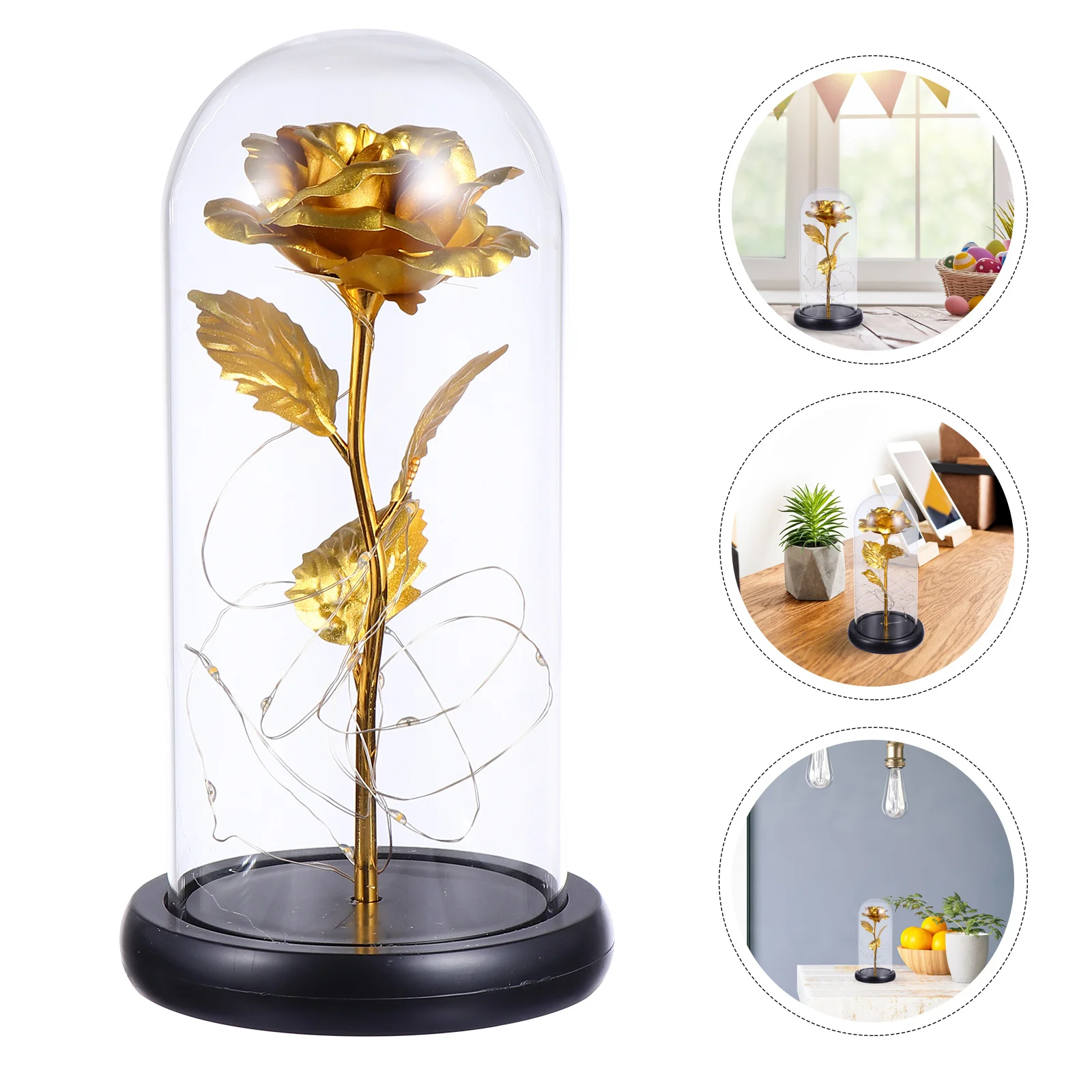 

Romantic Rose Flower Gift for Her Valentine's Day Lamp with Glass Cover Eternal Flower Decor for Wife