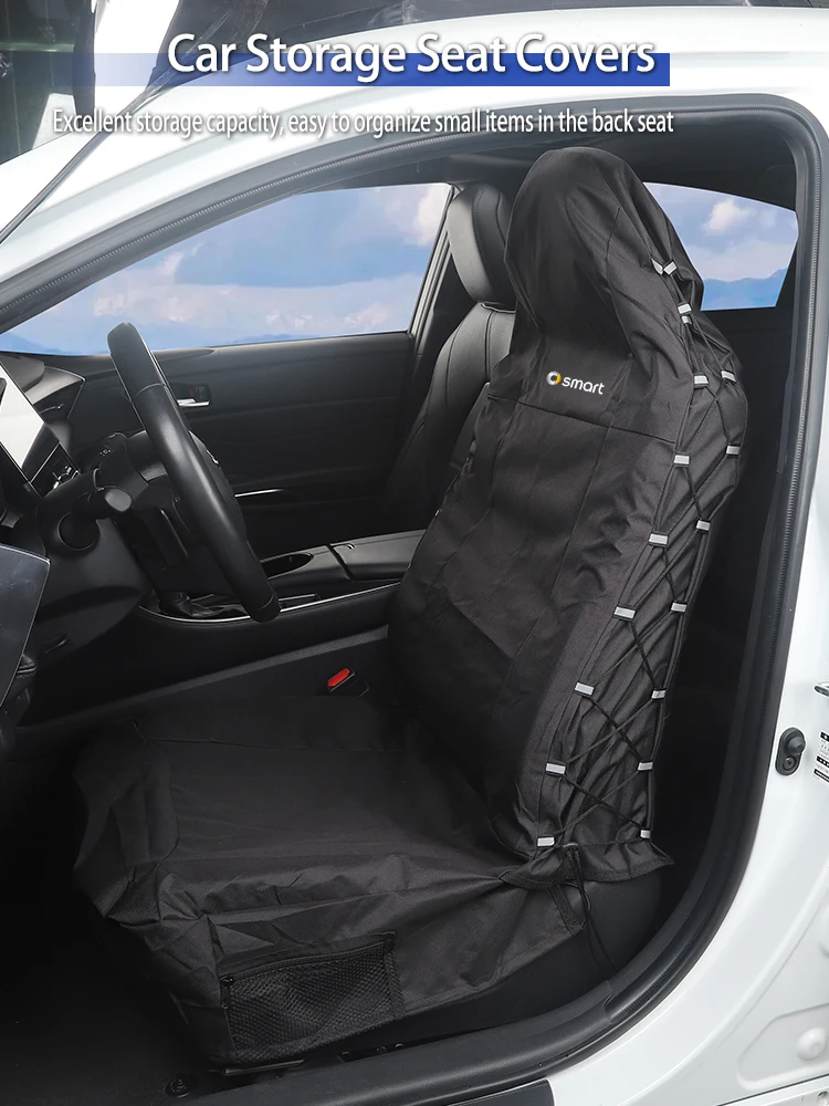 Car seat cover with strap and storage bag style For Smart Fortwo 451 450 453 Forfour EQ Cabrio Crossblade ROADSTER Coupe.