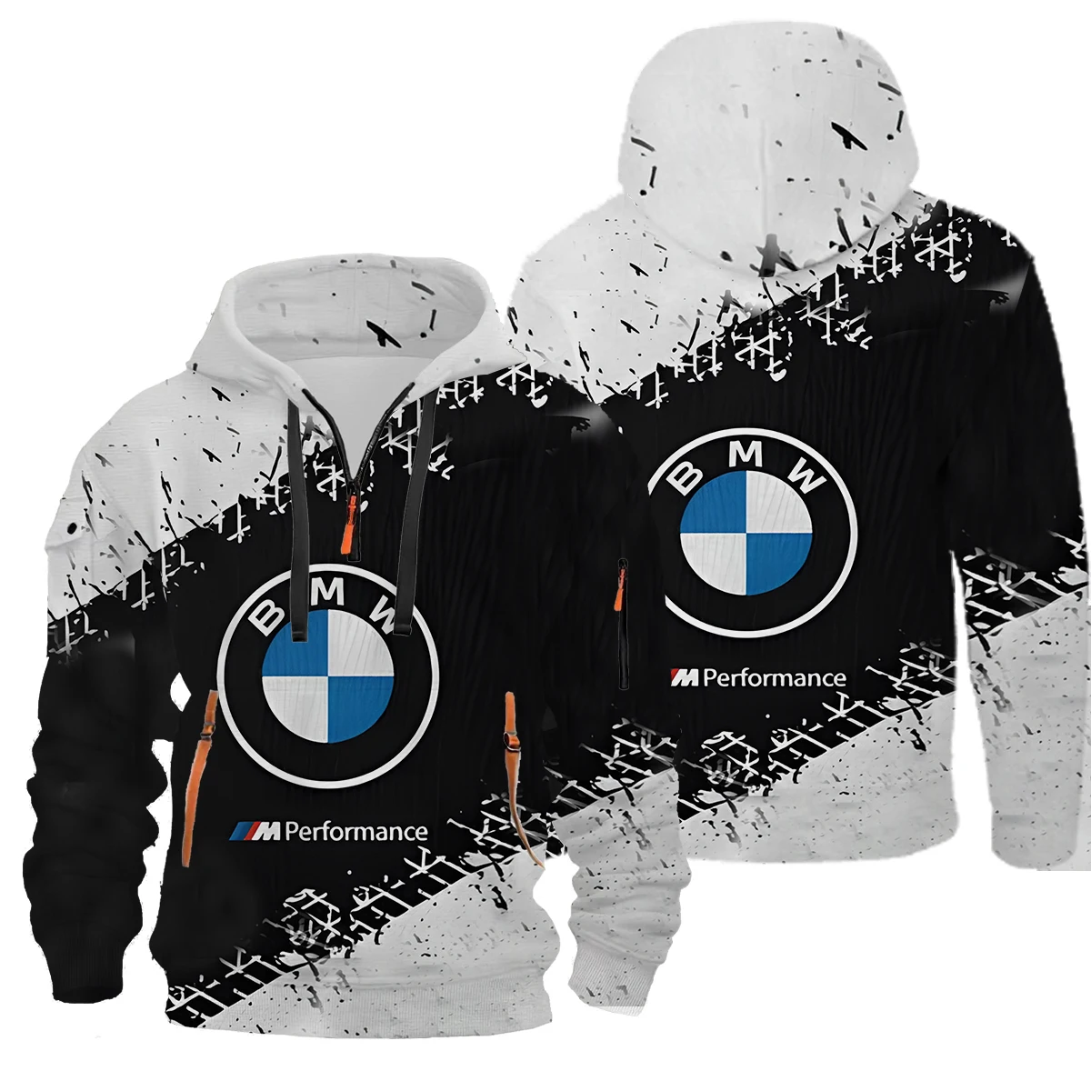 2025 New Rainbow Graffiti 3D Printing BMW Men And Women Y2K Fashion Thick Autumn And Winter Hoodie Oversized Street BMW Pullover