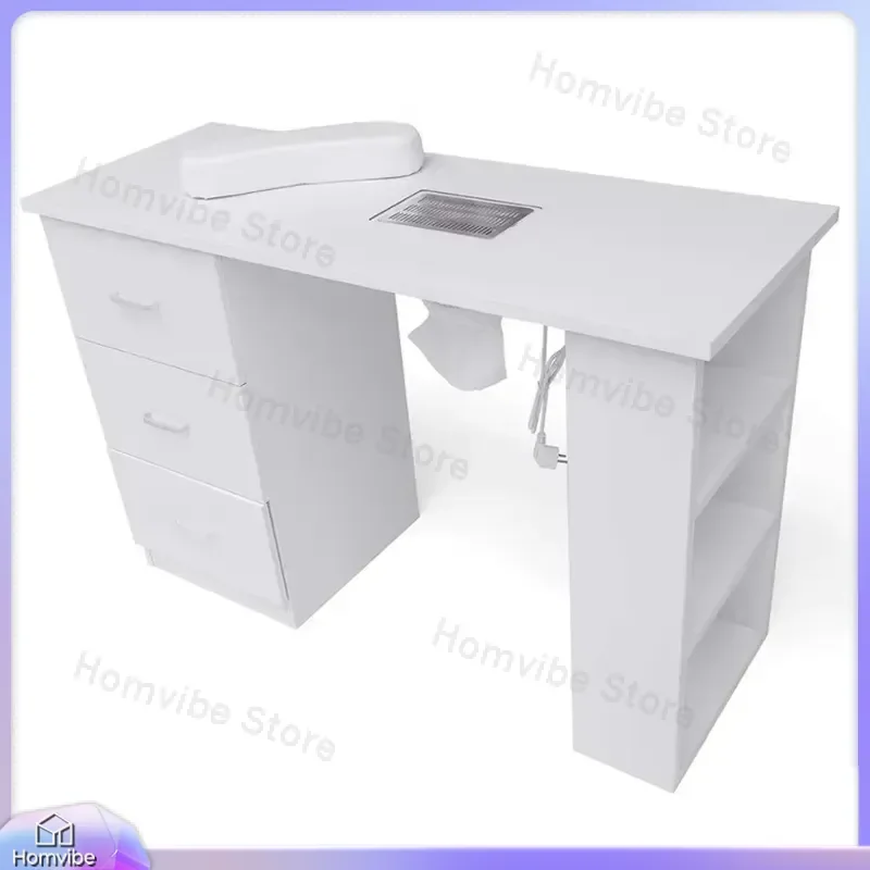 Multi-Functional Nail Table for Manicure Pedicure Salon with Exhaust Fan Adjustable Height Hand Rest Pad Nail Art Station