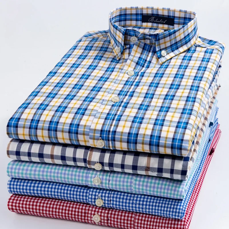 Hight quality plaid 100%cotton long-sleeve shirts for men thin slim fit formal shirt thin elegant office houndstooth clothes
