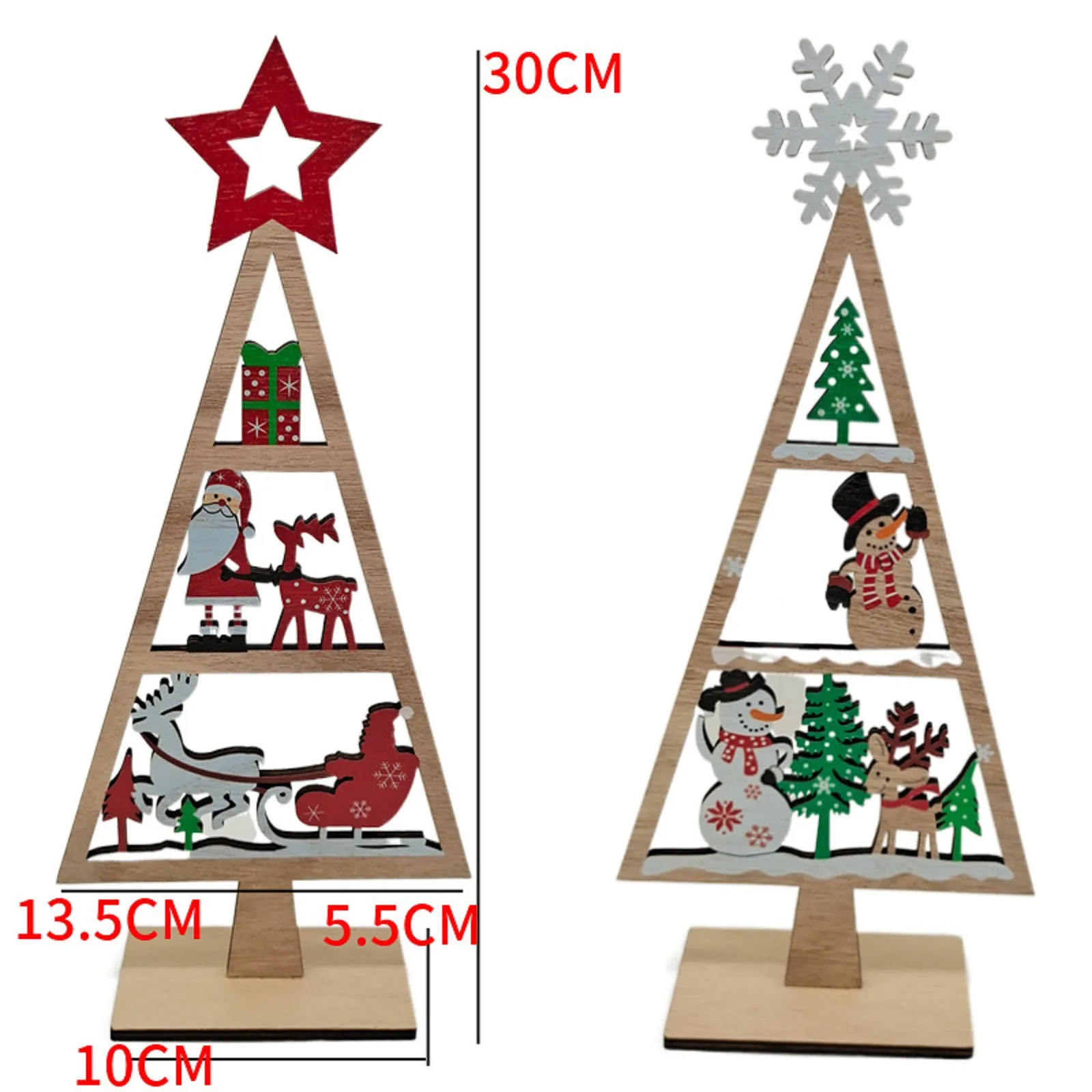 Christmas Wooden Decorations Creative Santa Claus Snowman Elk Letter Ornaments Xmas Home Holiday Desktop Ornaments