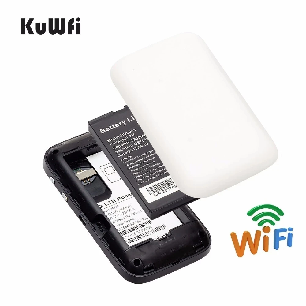 KuWfi Unlock 4G Lte Router Mifi Portable Mini Hotspot Large Wireless Pocket Wifi Router With Sim Card Slot Network Adaptor