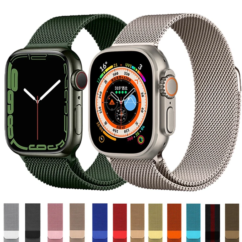 Armband für Apple Watch Ultra 4 3 2, 42 mm, 46 mm, 44 mm, 40 mm, 41 mm, 45 mm, 49 mm, Correa für iWatch 12 11 10 Se3, Milanese Loop Band – Detail 5